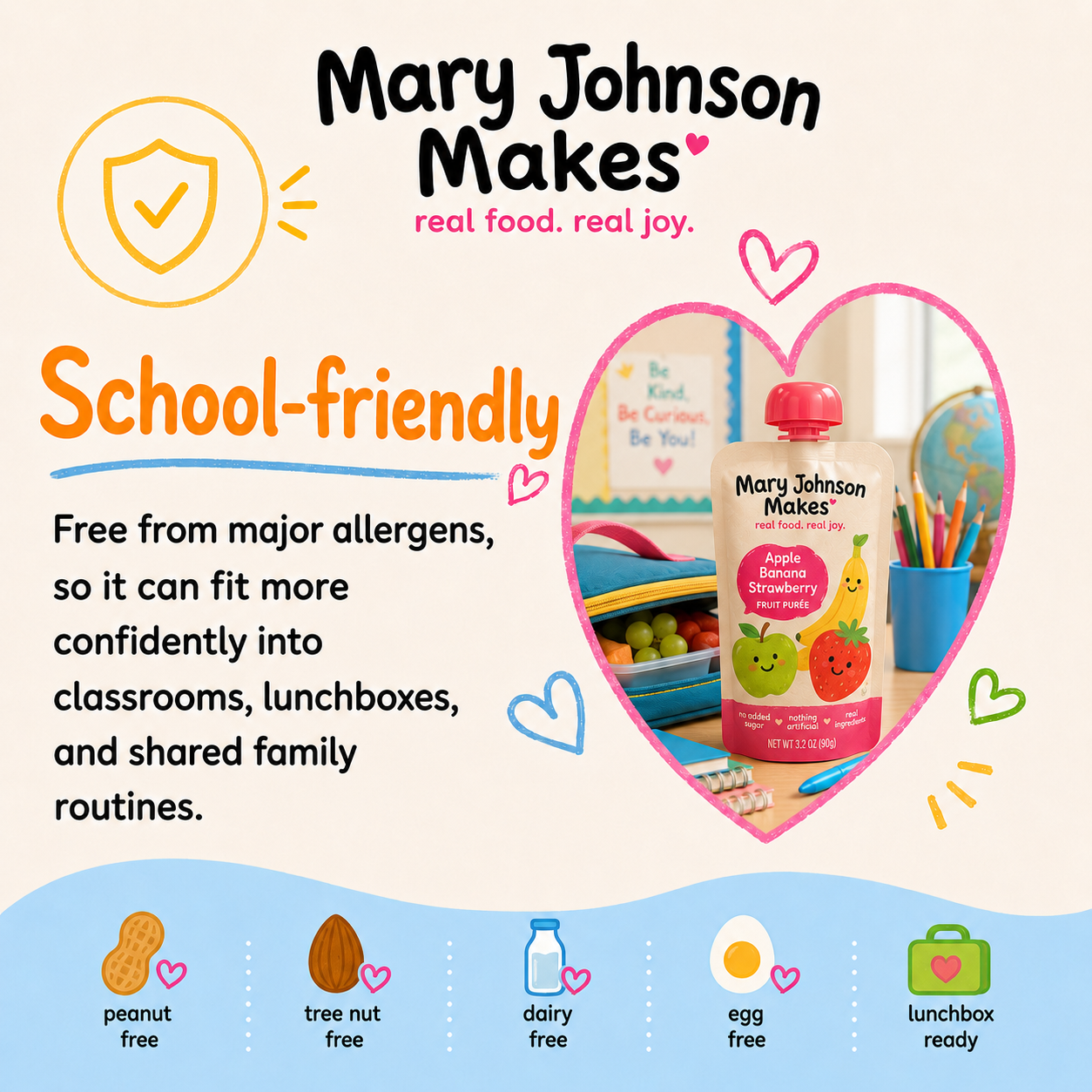 School-friendly: free from major allergens and lunchbox ready.